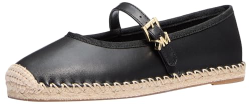 Michael Kors Women’s Lynn Ballet Espadrille, Vachetta Leather/Grosgrain/Black, 9