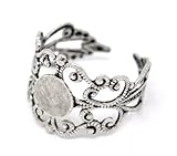 Housweety 20 Silver Tone Adjustable Filigree Ring Settings US 8