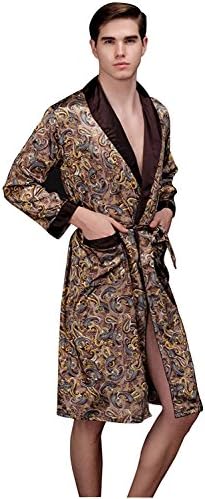Shining Life Mens Shawl Classic Satin Kimono Robe Sleepwear