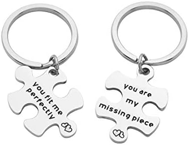 Eilygen Puzzle Piece Couple Keychains You are My Missing Piece You Fit Me Perfectly Keyring Set
