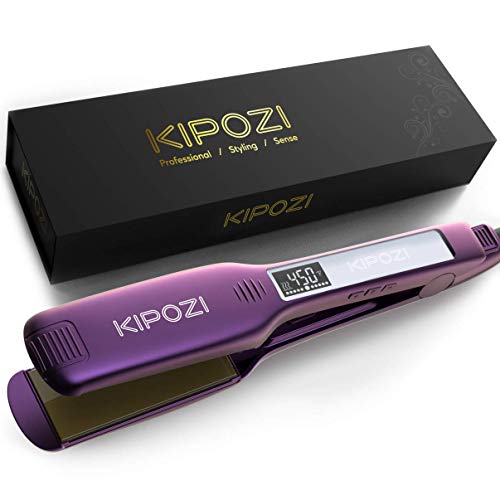 KIPOZI Professional Hair Straightener, 1.75 Inch Titanium Flat Iron for Hair, Dual Voltage Flat