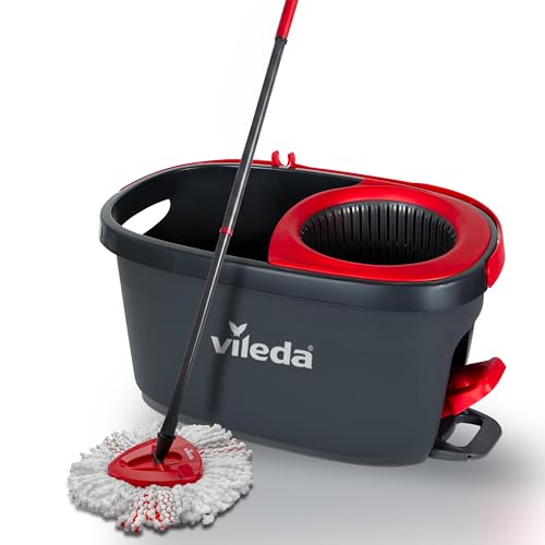 Turbo Set de Fregona con Cubo y Escurridor Giratorio Activado con Pedal | Palo telescópico de 65 a 131 cm | | Recambio de Microfibra | Limpieza Profunda con Menos Esfuerzo