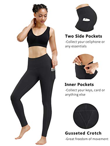 fengbay - paquete de 2 pantalones de yoga de cintura alta, pantalones de yoga con bolsillo, control de barriga, entrenamiento, correr, 4 vías, elásticos, leggings de yoga