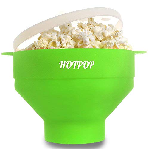 The Original HOTPOP Microwave Popcorn Popper, Silicone Popcorn Maker, Collapsible Bowl BPA Free & Dishwasher Safe (Green) - Thumbnail 7