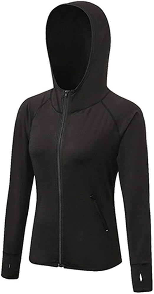Ladies Sports Running Jacket Ladies Thumb Hole Hoodie Zip Fitness