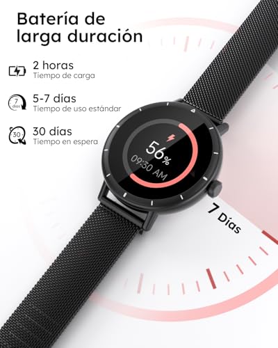 EASYTAO Reloj Inteligente, Smartwatch Mujer y Hombre, IP68, Pantalla de 1.27",Voz de IA, Llamadas Bluetooth, SpO2, Seguimiento del Sueño, 100+ Modos Deportivos (Negro: Correa de Metal y Silicona)