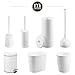 mDesign Plastic Toilet Plunger with Lift & Lock Cover Set, Compact Discreet Freestanding Storage Caddy Holder for Bathroom, Powder Room, Modern Design - Heavy Duty - Hyde Collection, White