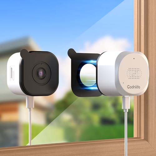 Codnida 2K Magnetic Window Camera, No Drilling, 2.4 & 5 GHz WiFi Surveillance Camera Indoor with Starlight Colour Night Vision Device, Person Detection & 24/7 Recording for Home Security
