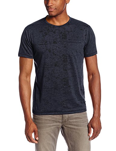 John Varvatos Star USA Men s Short Sleeve Burnout Crewneck T-Shirt, Blue Heather, Large