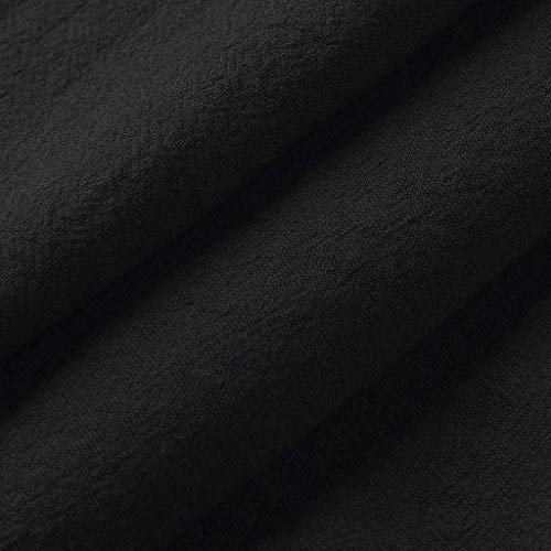 Men's Vintage Jumpsuits Summer Casual Solid Cotton Linen Playsuit Short Sleeve Top Pants (Black,M) - Thumbnail 3
