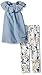 Calvin Klein Girls' Light Blue Chambray Tunic and Printed Jersey Leggings,Blue,5
