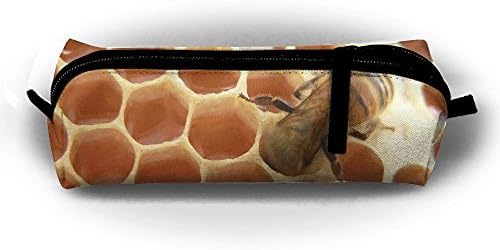 Fashion Pencil Case Zipper Pen Pouch Awesome Bee Honeycomb Printing Student Small Pen Bag Rectangular Pouch