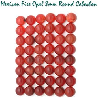 Genuine Natural Mexican Fire Opal 6mm Round Cabochons for Jewelry Making (pkg of 6 stones), UNDRILLED