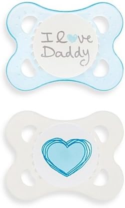 MAM Love &amp; Affection Age 0-6 Months I Love Daddy Pacifier (2-Pack) (BLUE)