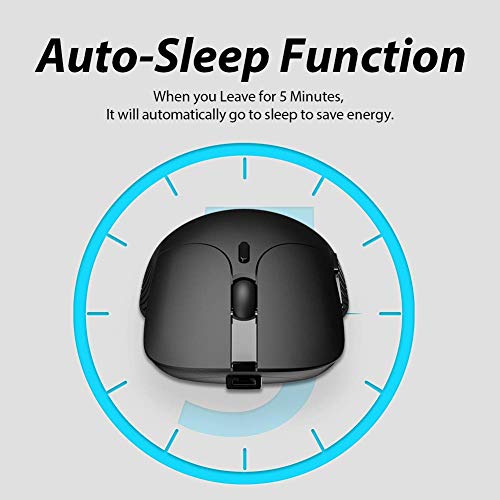 INPHIC Wireless Mouse Wiederaufladbare, 2.4G Silent Computer Wireless Mouse, 1600 DPI, 6 Tasten Mäuse für Laptop Notebook, PC, MacBook Durable Slim, Business Office Home Mouse (schwarz)