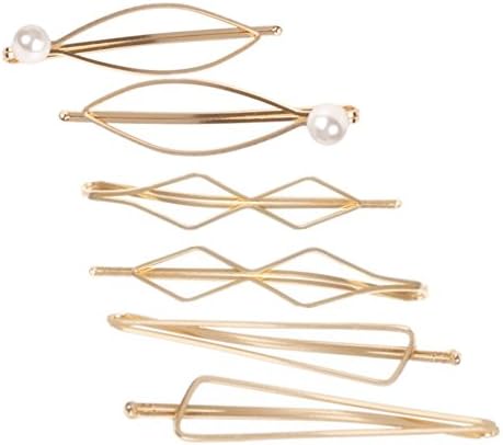 Zittop Elroy Ramsden 6pcs Minimalism Pearl Rugby Triangle Gold Geometry Hair Clips, Hairpin Fixture Accessories for Girls and Women
