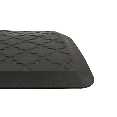 EverGrace Comfort Floor Mat Lattice Pattern PU Anti-fatigue Kitchen Rug Standing Mat for Kitchen or Office Desk, W20 x L30 x H3/4" (Black)