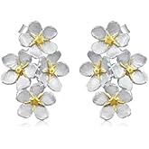 Flower Stud Earrings for Women 925 Sterling Silver Handmade Jasmine Hypoallergenic Piercing Ear Rings