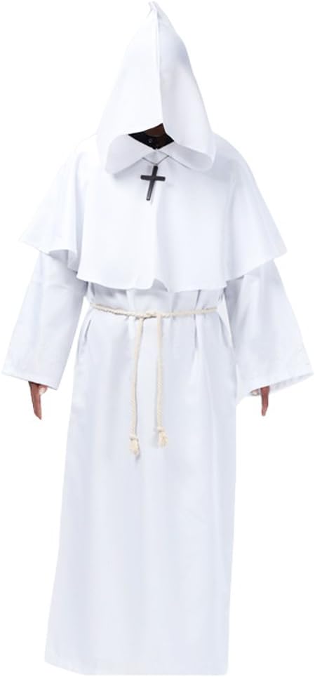 Cos2beMedieval Priest Monk Robe Hooded Cloak Wizard Sorcerer Cape