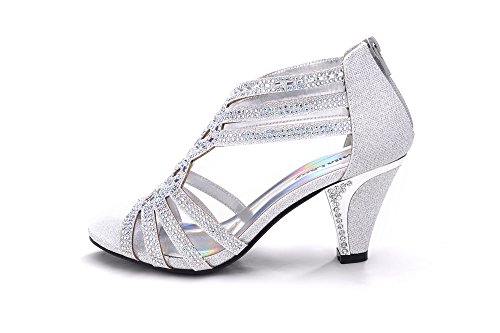 Mila Lady Women's Lexie Crystal Dress Sandals, Kimi25 Silver 9