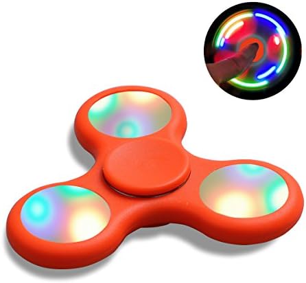 Fidget Spinner Toy,DayToys Stress Reducer Ceramic Bearing With Replaceable Battery Flickering Light - Perfect For ADD, ADHD, Anxiety, and Autism Adult Children (Orange)