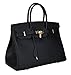 Ainifeel Women's Padlock Handbags with Golden Hardware (30cm, Black)