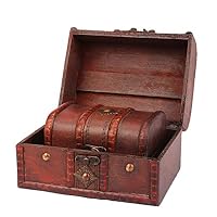 gofh Jewelry Box Vintage Wood Handmade Box with Mini Metal Lock for Storing Jewelry Treasure Pearl, Ideal for Jewelry Shop or Personal Use（Brown ）