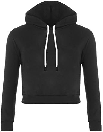 Plumsika Solid Crop Top Pullover Hoodie Tee Shirt