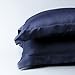 NTBAY 2 Pcs Silk Satin Standard Pillow Shams, Soft Silky and Smooth Luxury 20x26 Decorative Oxford Pillowcases, Navy Blue, Standard