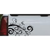 Black 6in X 8.2in - Swirl Vine Wall Decal Car Window Wall Laptop Decal Sticker