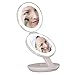 LED Lighted Travel Makeup Magnifying Mirror, 1X/5X Double Sided Compact Folding LED Lighted Mirrors,Lightweight and Portable for E-Z use, Pocket Vanity/Cosmetic Mirror (White)