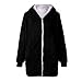 Amlaiworld Women Plus Size Plush Coat Solid Oversized Zip Down Hooded Coat Cardigans Outwear with Pocket Blackthumb 3