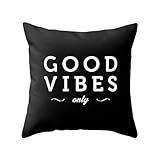 Good vibes only Black typography throw pillow Black and white pillow case
