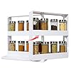 Rotating Spice Rack Plastic Seasoning Spice Jar Rack Storage 2 Tier Pull Out Kitchen Cabinet Organiser Slide Salt Bottle…