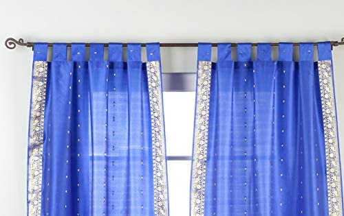 Amazon Com Enchanting Blue Tab Top Sheer Sari Curtain Drape