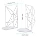 SRIWATANA Bookends White, Decorative Metal Book Ends Supports for Shelves, Unique Geometric Design(1 Pair/2 Pieces)