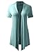 BIADANI Women Versatile Soft Short Sleeve Open Front Drape Cardigan Azure Blue XX-Large