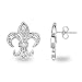 Spoil Cupid Rhodium Plated Sterling Silver Cubic Zirconia the Fleur De Lis Lily Flower Stud Earrings