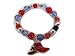 Stretch Bracelet / Single Red Hat / Red Purple & Silver beads