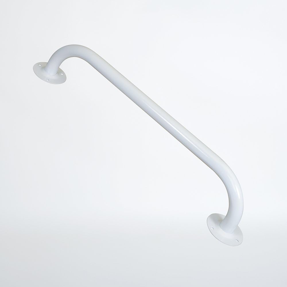 NRS Healthcare Round Flange Steel Grab Rail - White, 610 mm (24-inch)