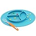 Silicone Baby Placemat Plate - Divided Suction Non Slip Plate for Highchair Trays,Toddlers/Kids Feeding Weaning Travel placemat a Soft Spoon Included 2017 New (Blue+Bowl)