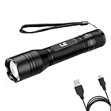 LE Super Bright LED Flashlight, Rechargeable and Waterproof Tactical Torch Light, CREE LED, Small, Adjustable Brightness, 3 Lighting Modes for Camping, Running and more, USB Cable Included