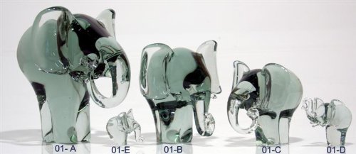 Glass Elephant Sculpture Pair (Size D & E) [O1-D/E]
