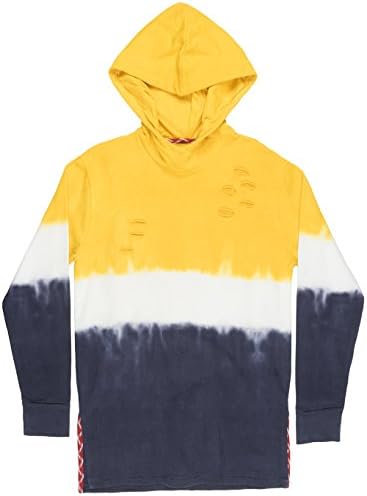 black keys Elongated Fleece Hoodie Sweatshirt Pullover Yellow Navy
