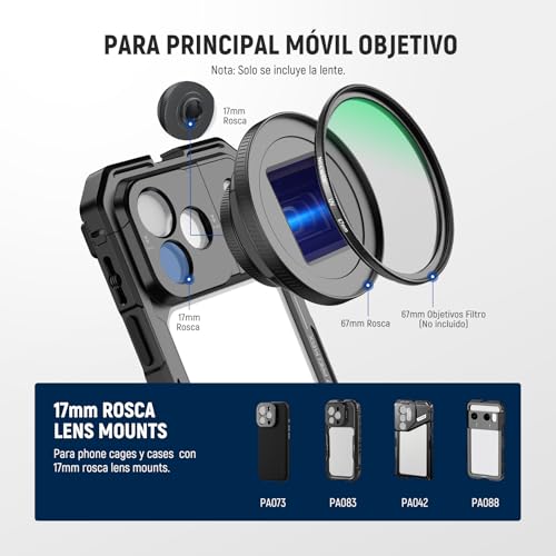 NEEWER 1.55X Blue Flare Anamorphic Lens Mobile Camera with 17mm Threaded Clip, 4 Elements 4 Groups 2.4:1 Wide Screen Cinema Effect Mobile Photography Compatible with iPhone Android Samsung, LS-75