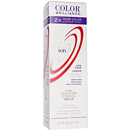 Ion Sally Beauty Color Brilliance Permanent Creme Hair Color, 3RV Dark Burgundy Brown
