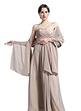 Sheer Soft Chiffon Bridal Women's Shawl For Special Occasions Khaki