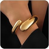 Gold Bangles Bracelets for Women, 14K Chunky Trendy Waterdrop Spiral Waterproof Bangle Bracelets Non Tarnish, Elegance Fashion Jewelry Gifts