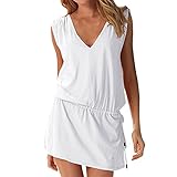 LAPAYA Women's Swim Beach Dress Deep V Neck Open-Back Beach Cover Up Beach Skirt