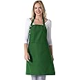 TOSHE Kitchen Apron Waterdrop Resistant Cotton Apron with adjustable Aprons for Women with Pockets 12 Color option Cooking Green Apron (Green)